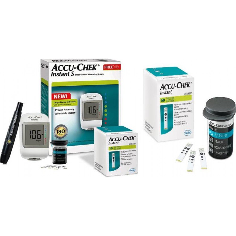 Accu-Check Instant S Blood Gluco Meter with 10 Test Strips